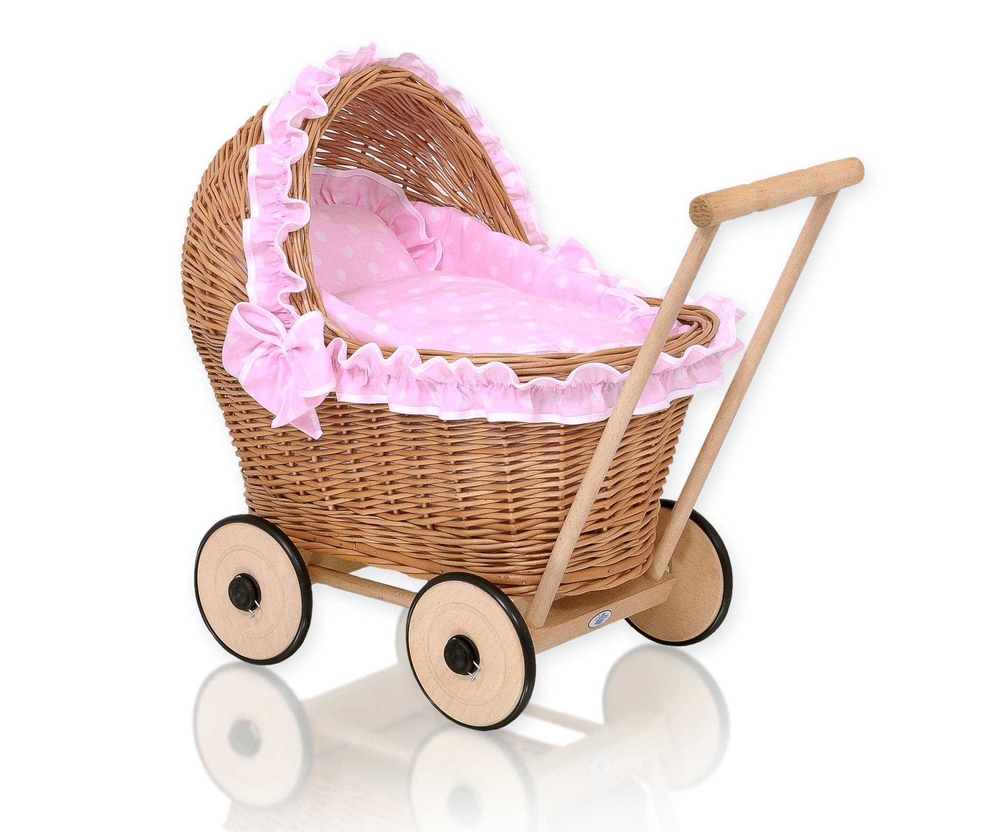 pink wicker dolls pram