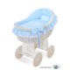 Wicker crib cradle moses basket Carine - Blue-white