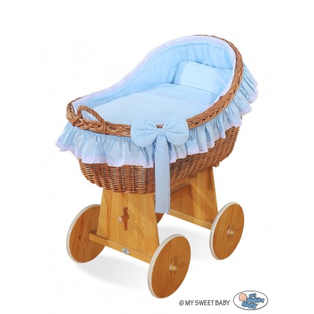 Wicker crib cradle moses basket Carine - Blue