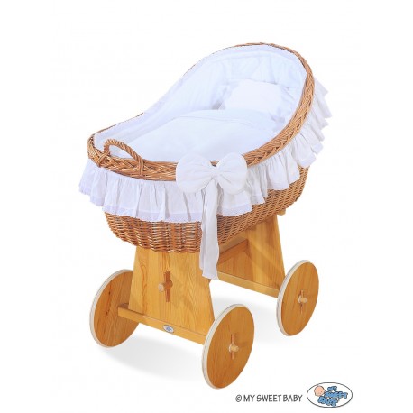 Wicker crib cradle moses basket Carine - White