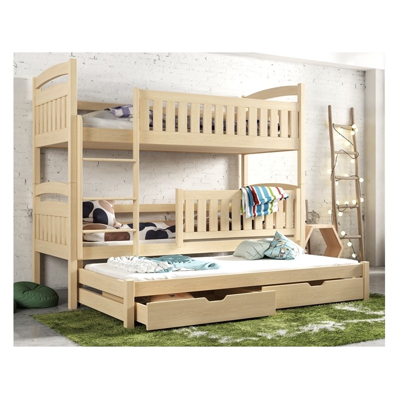 Bunk bed Beatriz for 3 person with rollout bed 180x80 cm Bunk beds...