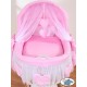 Wicker Crib Moses basket Hearts - Pink-White