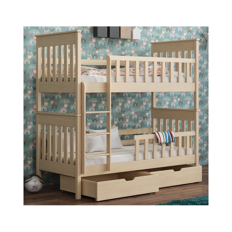 Solid pinewood bunk bed Oliver 200x90 cm Bunk beds for 2 person
