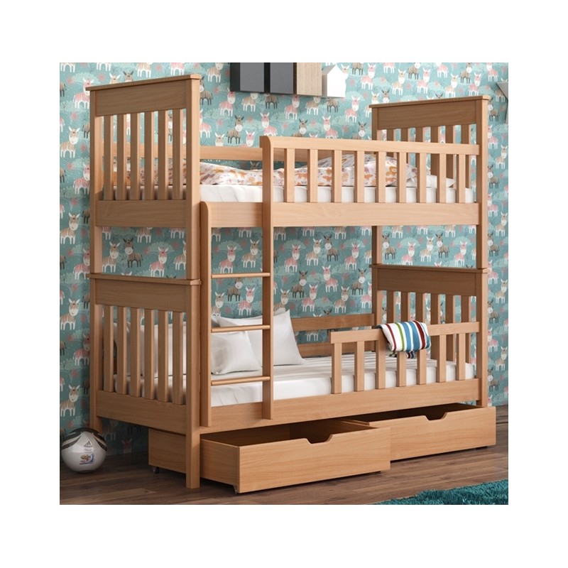 Solid pinewood bunk bed Oliver 200x90 cm Bunk beds for 2 person