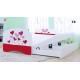 Trundle bed Happy Collection with roll-out drawer and 2 mattresses 160x80 cm