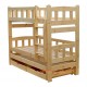 Solid pine wood roll-out bunk bed Nicolas for 3 person with drawers 190x90 cm