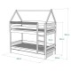 Solid pine wood bunk bed House 160x80 cm