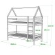 Solid pine wood bunk bed House 200x90 cm