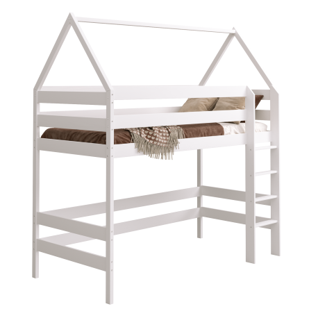 Solid pine wood loft bed mezzanine House 160x80 cm