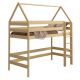 Solid pine wood loft bed mezzanine House 160x80 cm