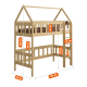 Solid pine wood loft bed mezzanine House 160x80 cm