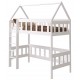 Solid pine wood loft bed mezzanine House 160x80 cm