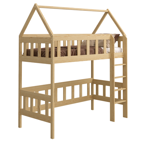 Solid pine wood loft bed mezzanine House 180x80 cm