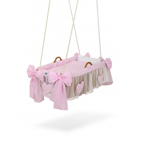 Hanging wicker baby crib cradle