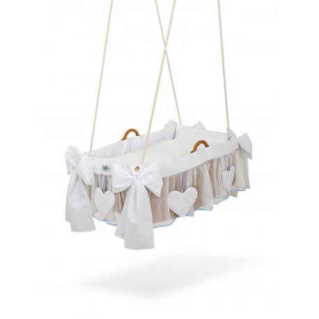 Hanging wicker baby crib cradle