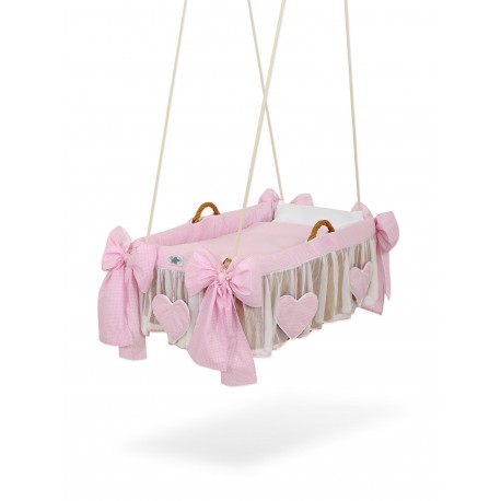 Hanging wicker baby crib cradle