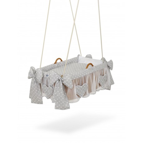 Hanging wicker baby crib cradle