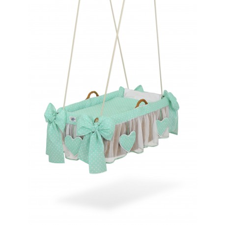 Hanging wicker baby crib cradle