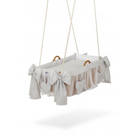 Hanging wicker baby crib cradle