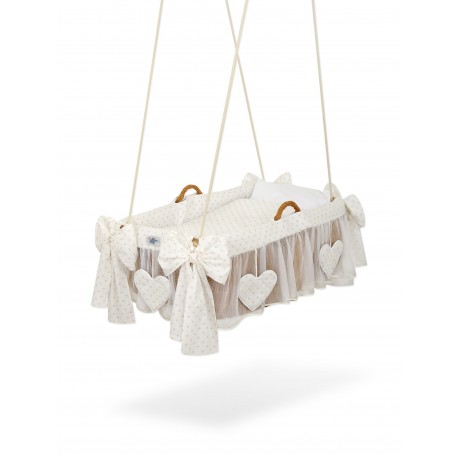 Hanging wicker baby crib cradle