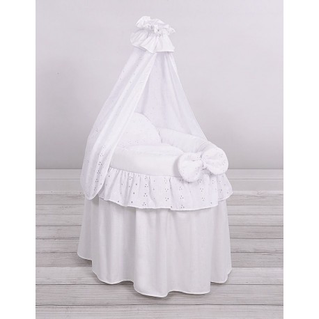 Wicker dolls crib white