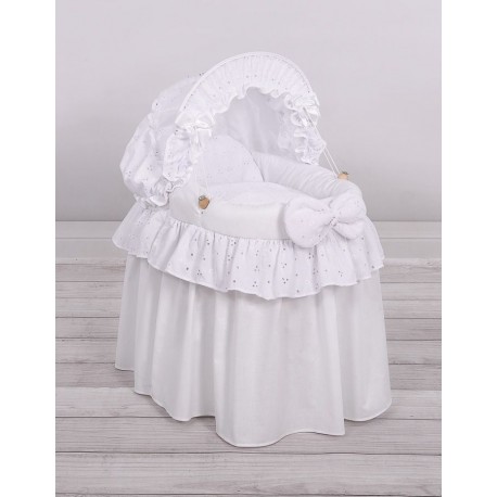 Wicker dolls crib white