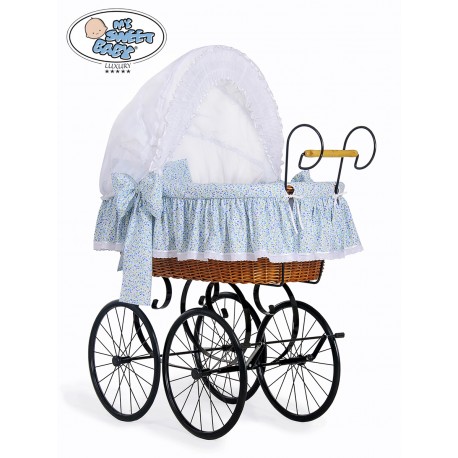 Wicker Crib Moses basket Vintage Retro - Blue