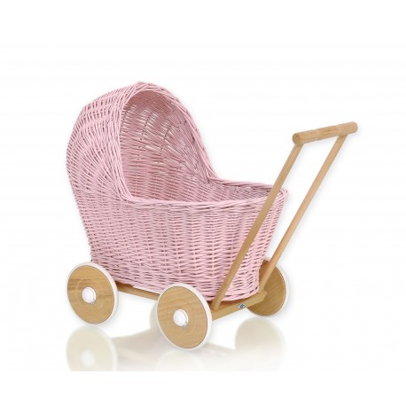 Lilu wicker dolls pram dusty pink online