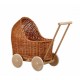 Wicker dolls pram natural