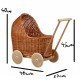 Wicker dolls pram natural