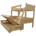 Solid pine wood roll-out bunk bed Ignacio 200x120/90 cm
