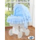 Wicker crib cradle moses basket Teddy - Blue-white