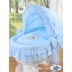 Wicker crib cradle moses basket Teddy - Blue-white