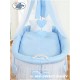 Wicker Crib Cradle Moses basket Hearts - Blue-White