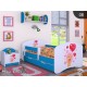 Toddler junior bed Happy Blue Collection with drawer and mattress