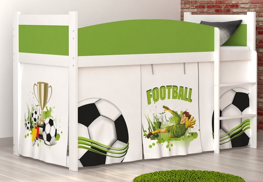 Loft Bed Mid Sleeper Football With Mattress And Curtains Loft Beds