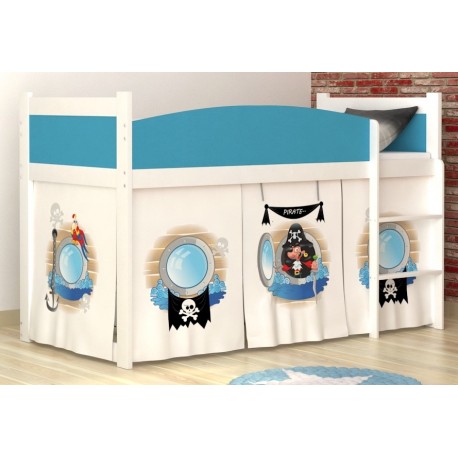 Loft Bed Mid Sleeper Pirates 1 With Mattress And Curtains Loft Beds