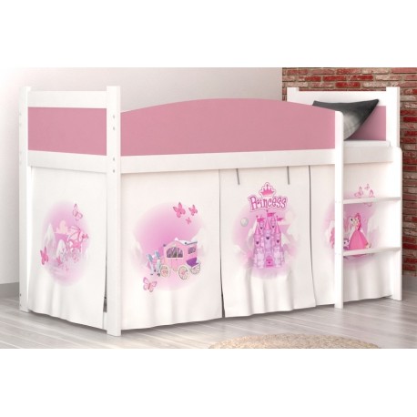 Loft Bed Mid Sleeper Princess With Mattress And Curtains Loft Beds