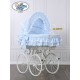 Wicker Crib Moses basket Vintage Retro - Blue-White
